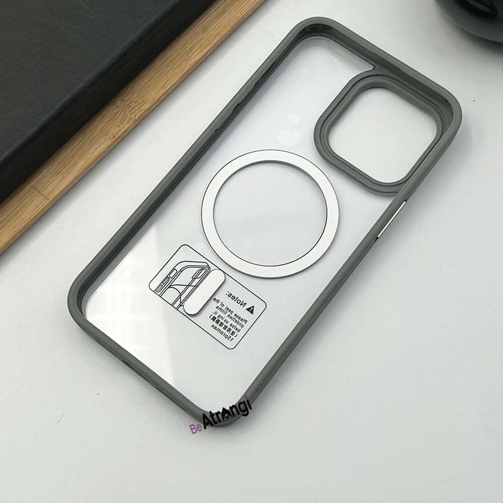 iPhone Luxury Clear Case With Side Silicone Edge Magsafe Hard Case Cover