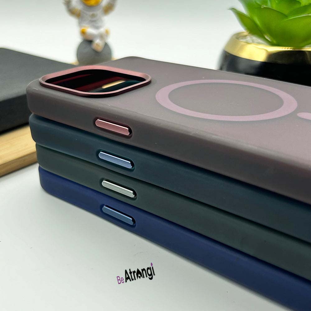 iPhone 15 Series Metal Frame Frosted Matte Finish Magsafe Case Cover